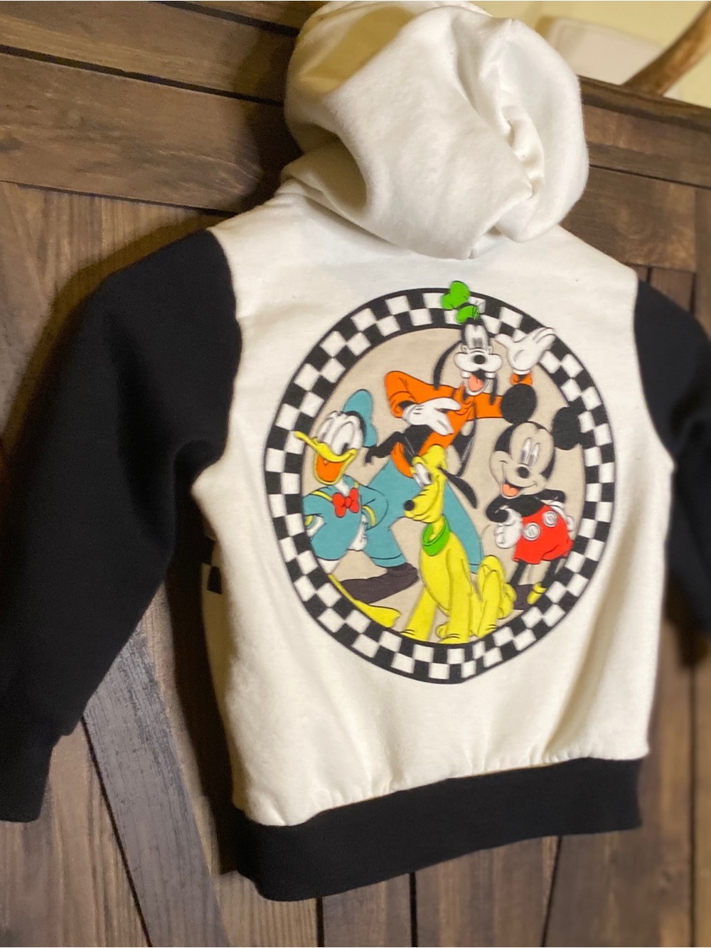 Disney Kids Mickey Mouse Black, Cream & Tan Hooded Zip-up Jacket